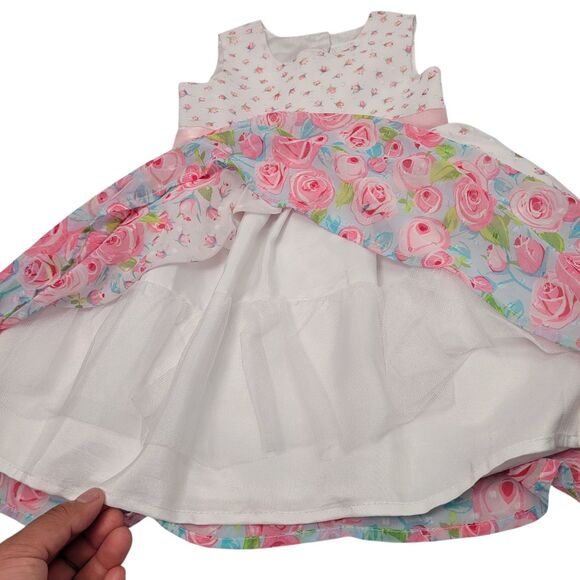 Baby Girl Bundle Of Dresses Flower Print And Pink In Size 2T Gentle Used - Picture 9 of 16